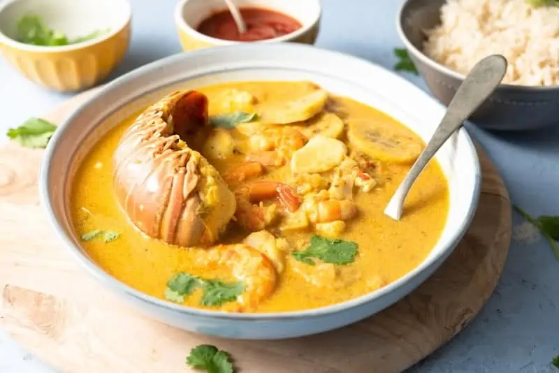 Dishes tapado garifuna caribbean seafood soup with coconut milk yucca and plantain